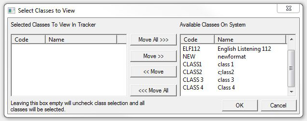 Class Selection Window