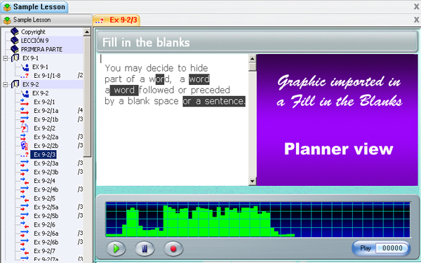 Fill in the blanks Item Planner View