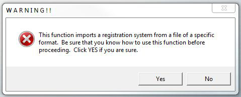 Import Registration Menu Warning