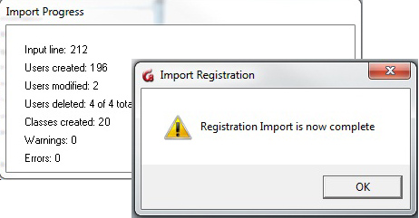 Import Progress Window