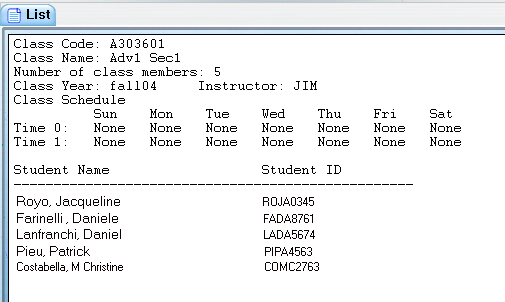 List Students in Class