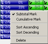 Cumulative mark menu